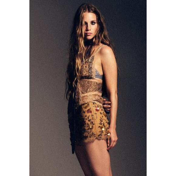 ZARA BEADED SEQUIN LIMITED EDITION SHORTS - Picture 2 of 5